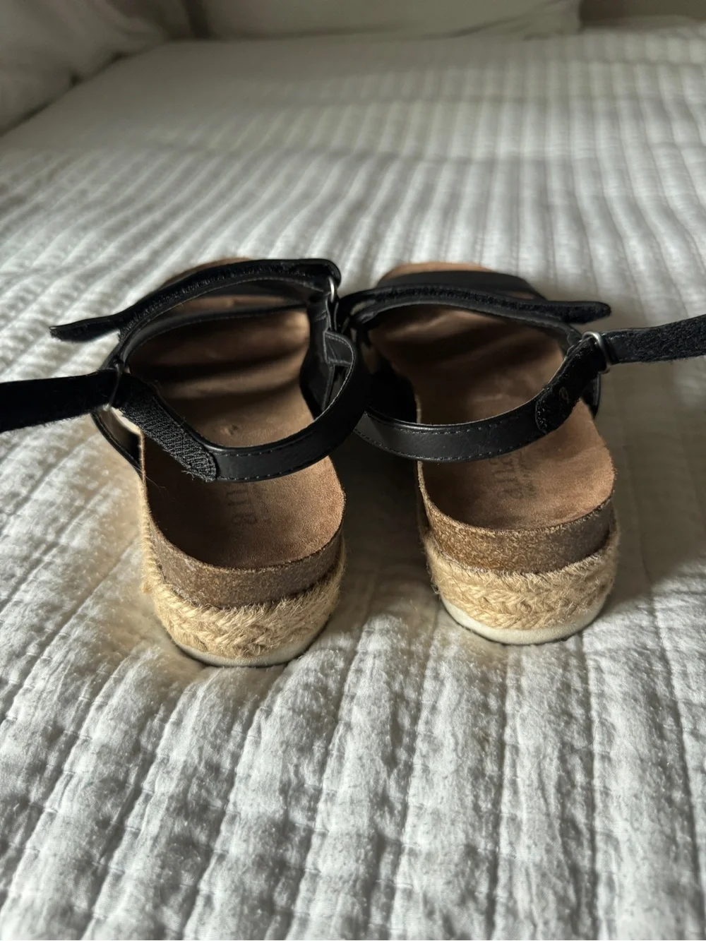 a.n.a Carmine Black Espadrille Flatform Sandals Platform Strappy Jute Sole Sz 7M